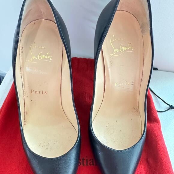 Christian Louboutin Electropump Black Nappa Leather Size 35 Pumps Red Bottoms - Picture 7 of 16